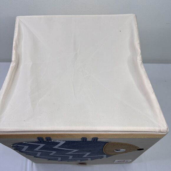 3 Sprouts Children's Foldable Fabric Storage Cube Box Toy Bin, Hedgehog - Picture 5 of 6